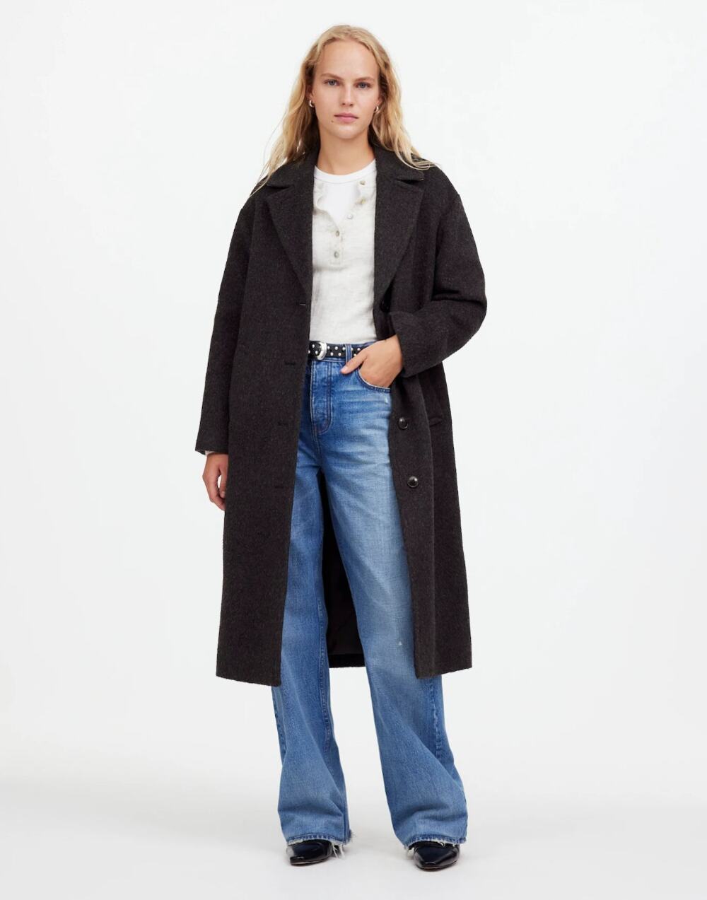 MADEWELL The Alonzo Coat Charcoal Melange Gray Black Sz XXL $378
